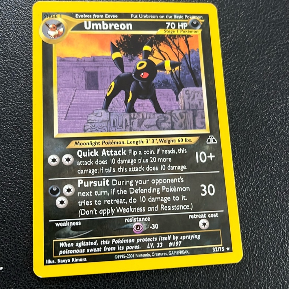 Rare Neo Discovery 32/75 Umbreon 1995 1st Edition Mint Condition